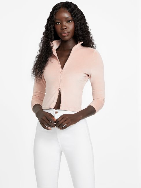 Rose Bliss Veste Zippée En Velours Eco Abia Guess