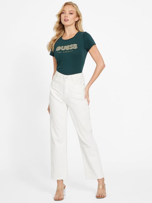 Tee Shirt Eco Fran Perle Logo Jade Fonce