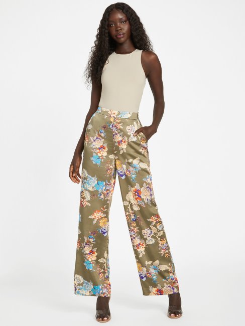 Guess Pantalon Large En Satin Gia à Imprimé Lux Infusé