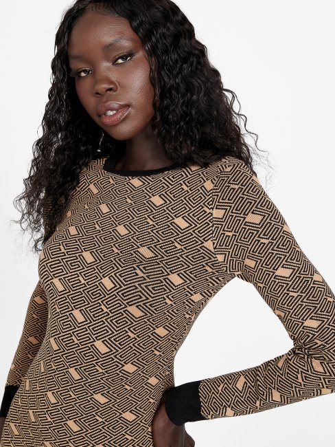 Peignoir Pull Guess Cachet Taupe Toasté Multi