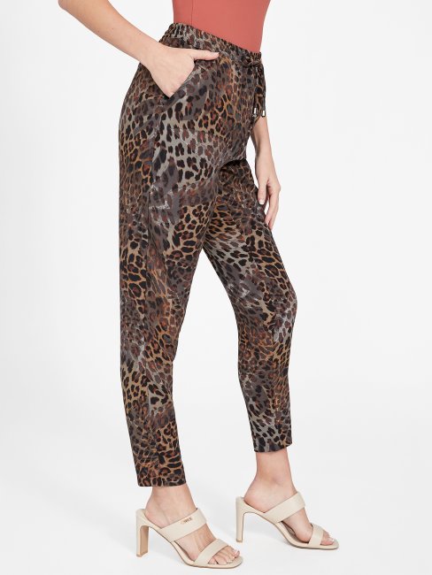 Pantalon Imprimé Animal Jacquard Léopard Multi Fadey Guess