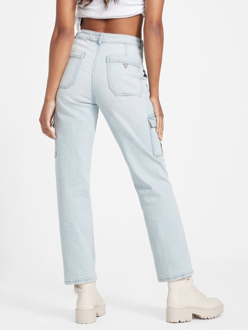 Guess Eco Hayden - Jean Cargo Taille Haute Délavé Clair