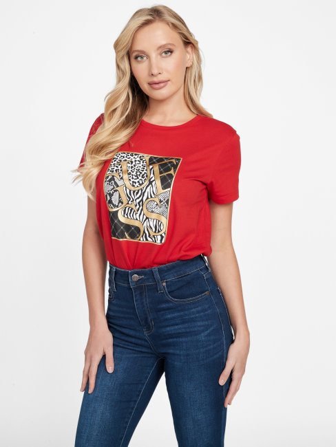 Tee Shirt Iggy Logo Rugby Rouge Guess