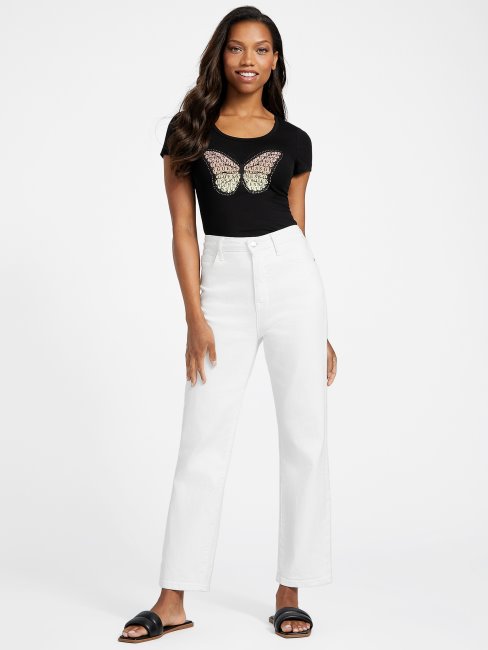 T-shirt Graphique à Logo Butters Guess Noir De Jais