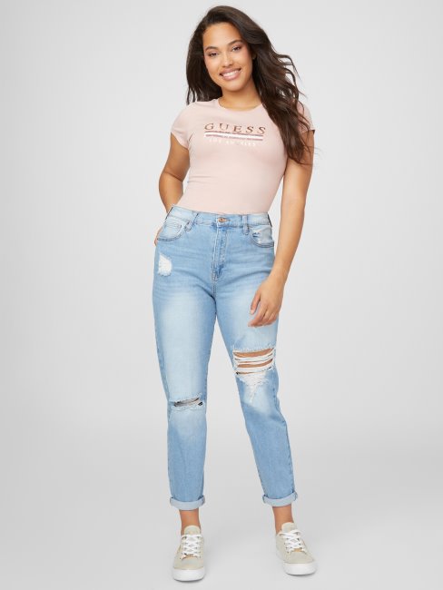 T-shirt à Sequins Sterling Guess Rose Brillant