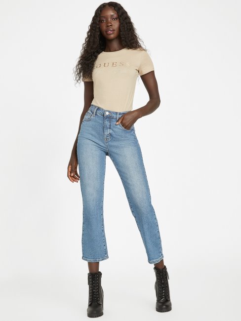 Tee Shirt Guess Eco Sallie Velours Taupe