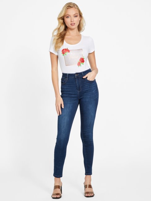 Tee Shirt Strass Camille Blanc Pur Guess