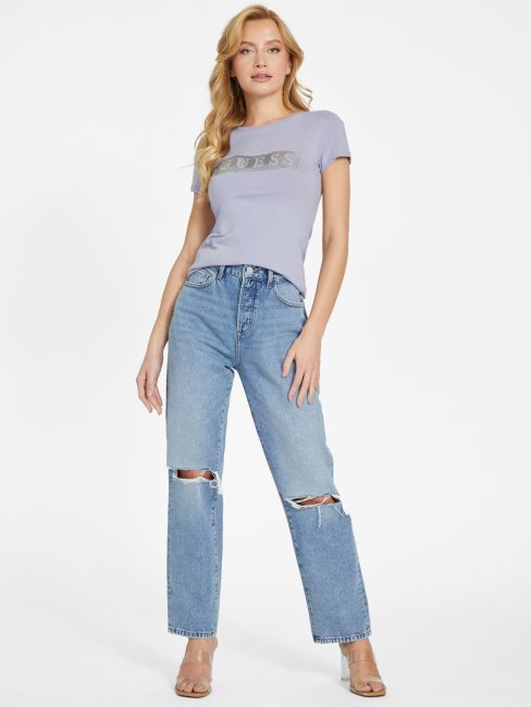 T-shirt à Sequins Et Strass En Acier Provence Essence Guess