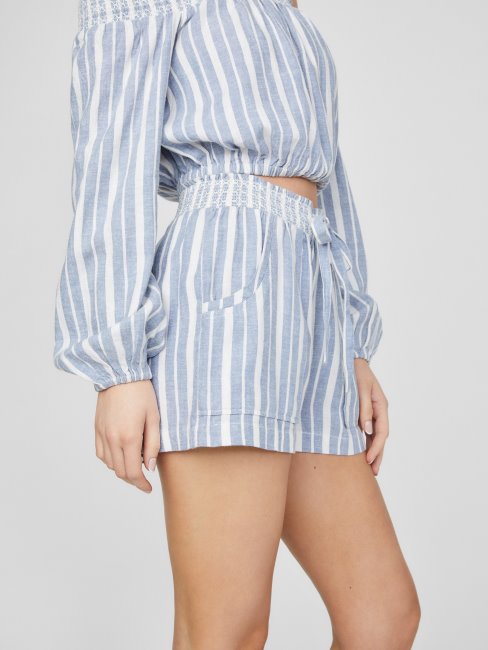 Ilar Short En Lin Rayé Guess Chambray Stripe