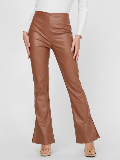 Pantalon Cheville Fendu En Cuir Synthétique Guess Salomé Rose Argile