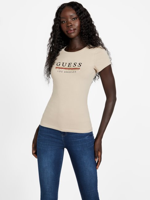 T-shirt à Sequins Sterling Guess Velours Taupe