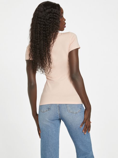Tee Shirt Guess Eco Cece Love à Col En V Vapor Rose