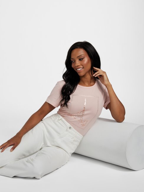 Tee Shirt Bettie Tower En Dentelle Rose Deviner