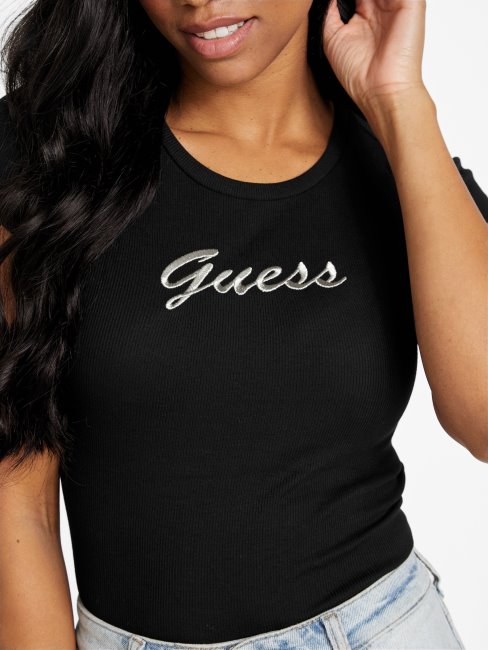 Tee Shirt Logo Presley Noir Jais Guess
