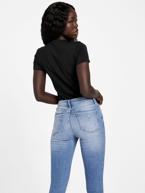 T-shirt Noir De Jais à Logo Strass Guess Jill