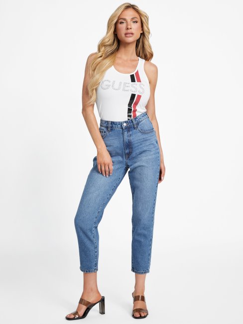 Guess Blanc Pur Eco Racer Logo Débardeur