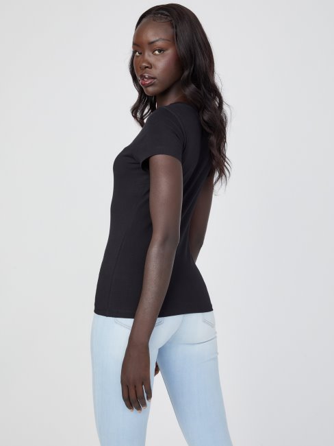 T-shirt Noir De Jais Eco Cathy Avec Logo En Strass