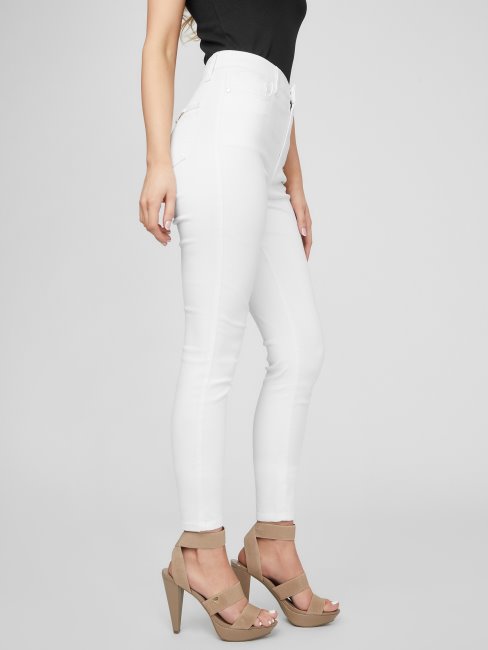 Guess Lila Jean Skinny Taille Haute à La Cheville Délavé Blanc Destory