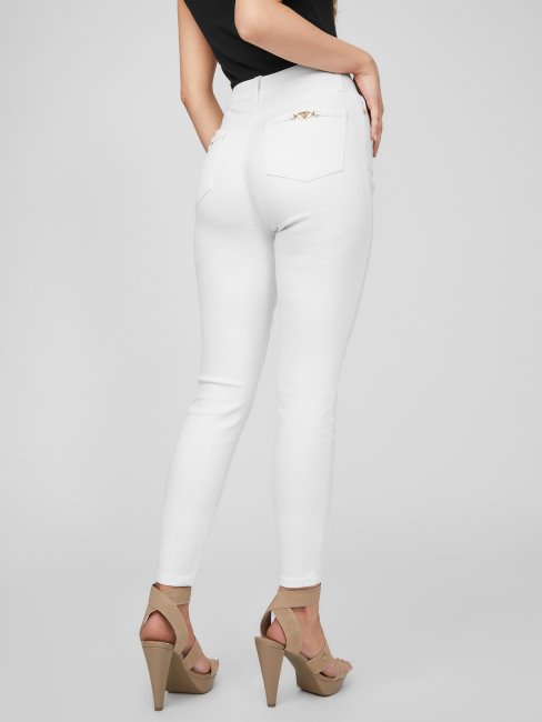 Guess Lila Jean Skinny Taille Haute à La Cheville Délavé Blanc Destory
