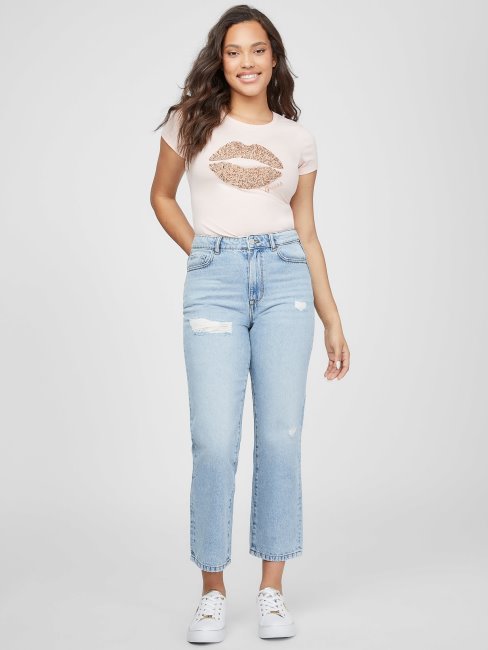 Tee Shirt Guess Rose Poudré Clair