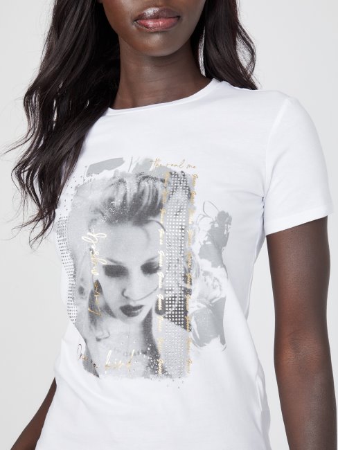 Tee Shirt Graphique Guess Eco Karyn Modele True White
