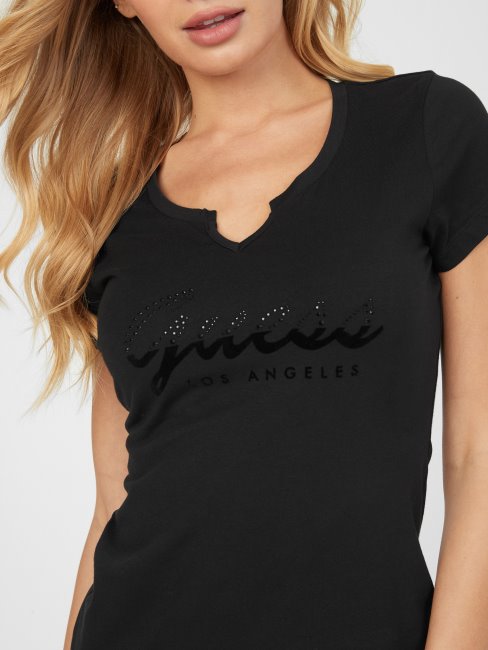 Tee Shirt Logo Anis Noir De Jais Guess