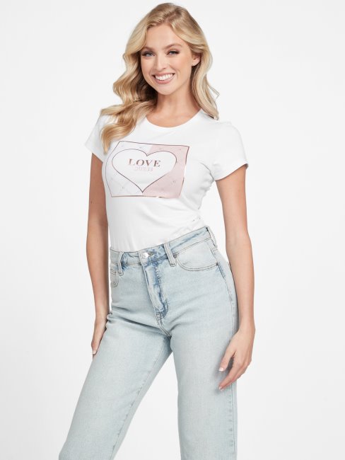 Tee Shirt Guess Blanc Pur Logo Eco Lourdes