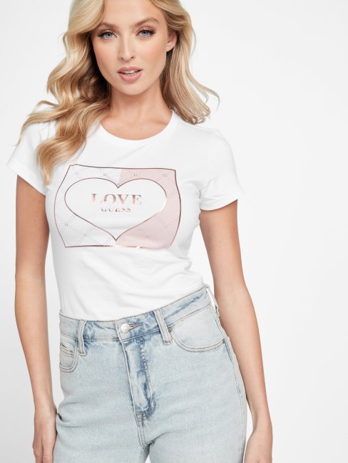 Tee Shirt Guess Blanc Pur Logo Eco Lourdes