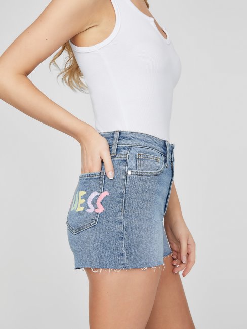 Short Taille Haute Eco Morgan Délavé Clair Guess