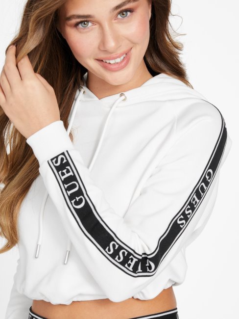 Blanch Logo Tape Hoodie Blanc/scuffy Guess