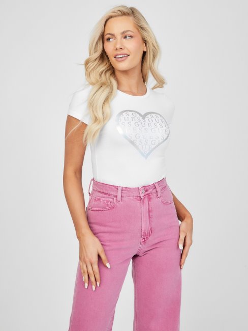 Tee Shirt Guess Libi Coeur Blanc Pur