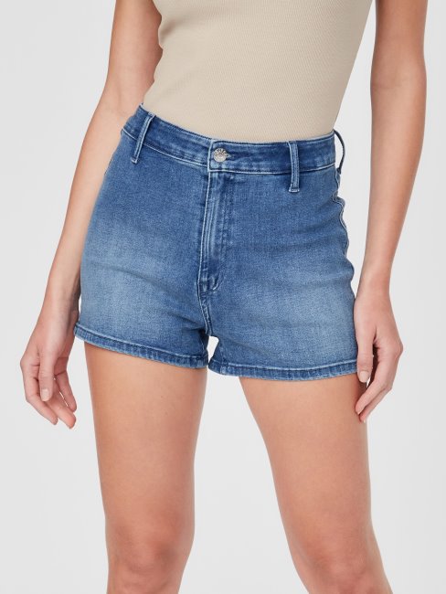 Short En Jean Eco Novalita à Taille Haute Délavé Moyen