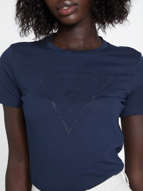 Guess Zillah Rhinestone Logo Tee Deepest Blue