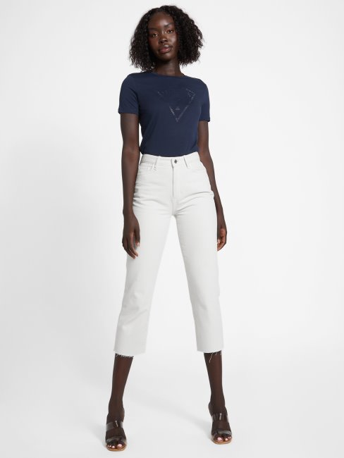 Guess Zillah Rhinestone Logo Tee Deepest Blue