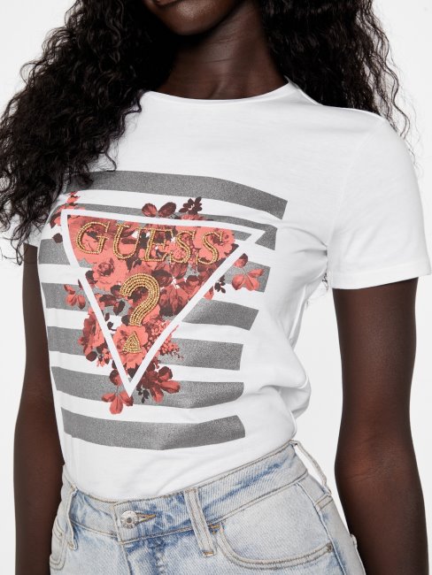 Tee Shirt Eco Trinity Logo True Blanc Guess