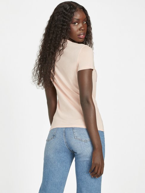 Vapor Rose Lisey Rhinestone Logo Tee Guess