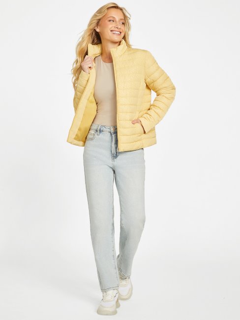 Guess Eco Fleur Logo Veste Matelassée Poussiéreux Lever Du Soleil