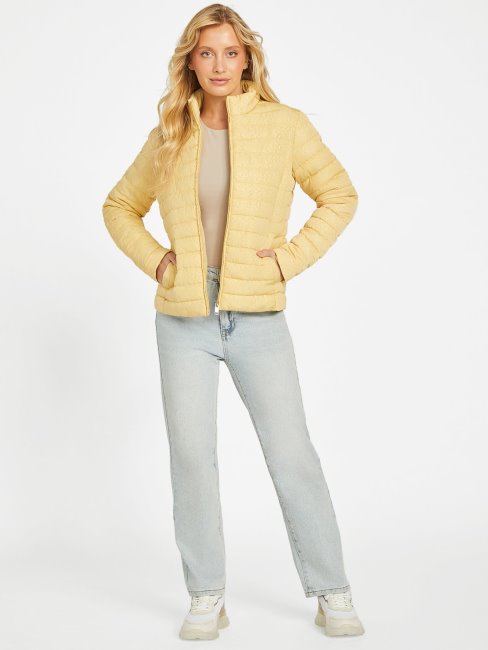 Guess Eco Fleur Logo Veste Matelassée Poussiéreux Lever Du Soleil