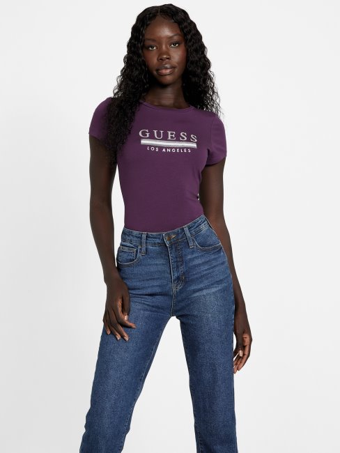 T-shirt à Sequins Sterling Vin De Raisin Guess