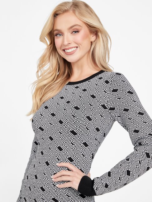 Peignoir Pull Guess Multi Cachet Noir De Jais