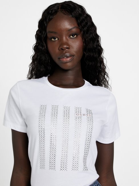 Tee Shirt Guess Eco Felix Bling Blanc Pur