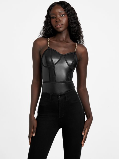 Guess Body Yates En Similicuir Noir De Jais