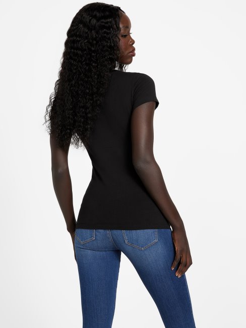 T-shirt Camille à Strass Guess Noir De Jais