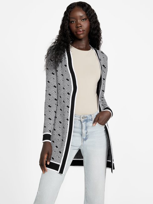 Guess Cardigan Noir De Jais Multi Eco Cachet Logo