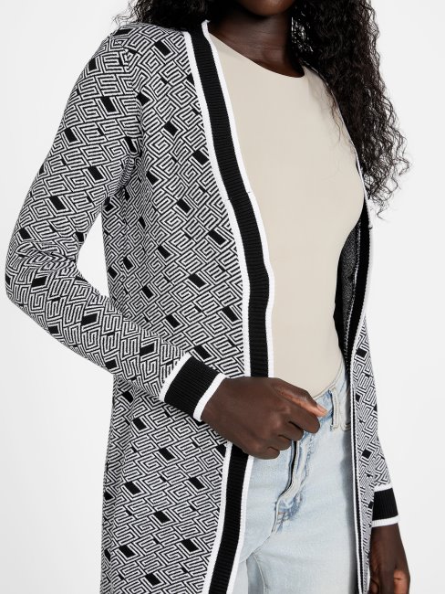 Guess Cardigan Noir De Jais Multi Eco Cachet Logo