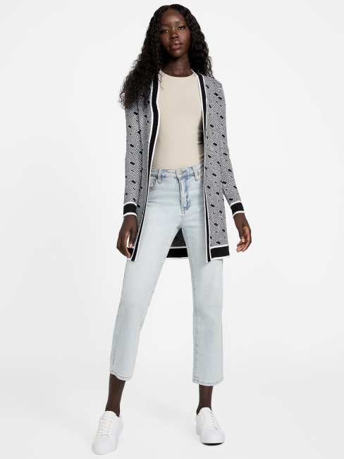 Guess Cardigan Noir De Jais Multi Eco Cachet Logo