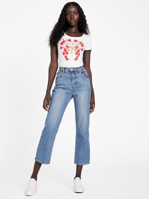 T-shirt éco Tu Logo Perlé Blanc Pur Guess