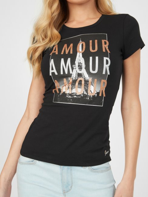 Tee Shirt Madame Graphique Jet Noir Guess