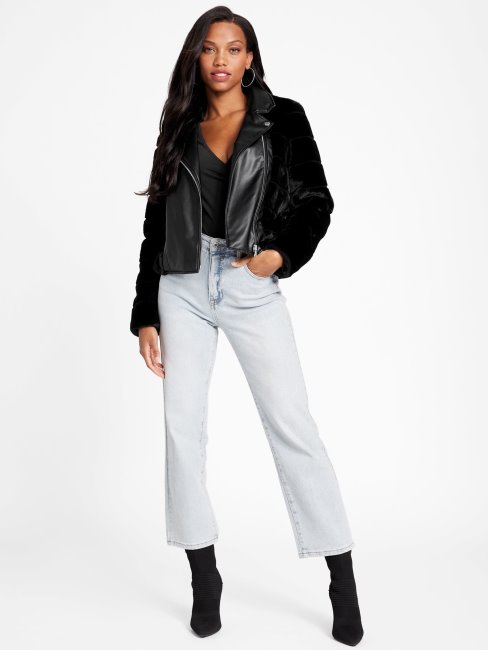 Veste De Moto En Fausse Fourrure Guess Noir Jais Cadia