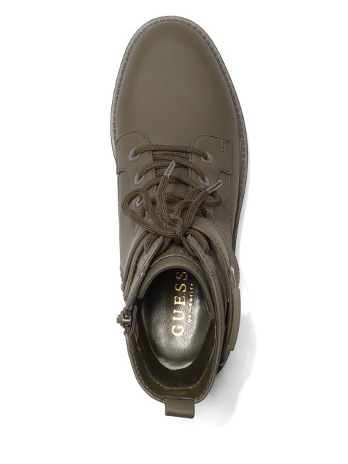 Bottillons De Combat Plats Vert Poussiéreux Suppose